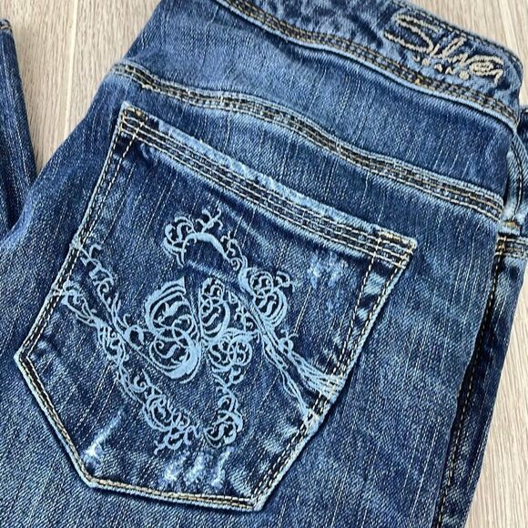 Silver Jeans Women's Isabel Distressed Boot cut Jeans Blue 28 - Picture 2 of 15